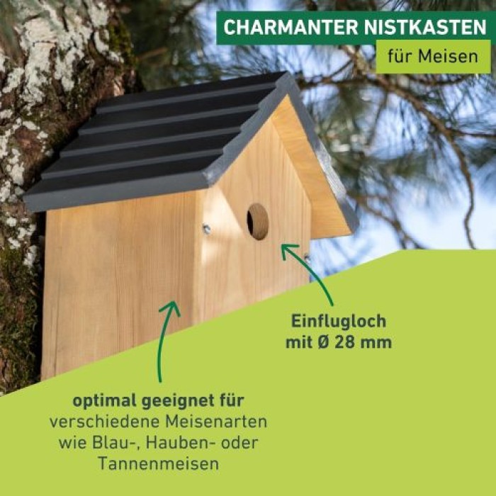 Windhager Nistkasten Cosy, Einflugloch Ø 28 mm, 27,50 x 18 x 20,50 cm, 07674