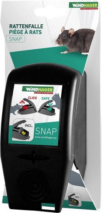 Windhager Rattenfalle SNAP, Schnappfalle inkl. Köder, wiederverwendbar, 05065