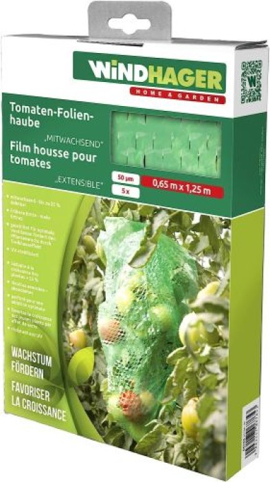 Windhager Tomaten-Folienhaube mitwachsend, Folie für Tomaten, 1,25 x 0,65 m, grün, 06765