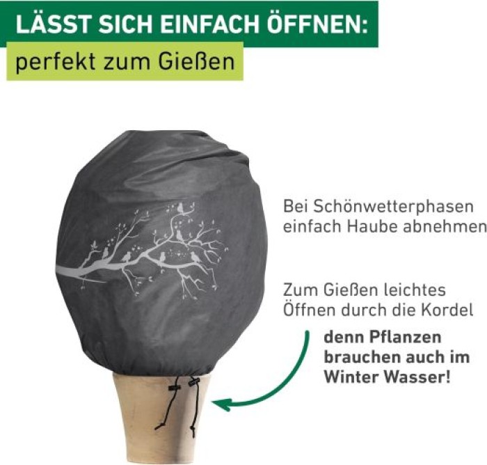 Windhager Winter-Deko-Vlieshaube Protect XL, Kälteschutz,1,1 x 1,1 m, anthrazit, 07398