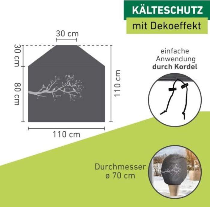 Windhager Winter-Deko-Vlieshaube Protect XL, Kälteschutz,1,1 x 1,1 m, anthrazit, 07398