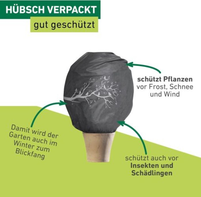 Windhager Winter-Deko-Vlieshaube Protect XL, Kälteschutz,1,1 x 1,1 m, anthrazit, 07398