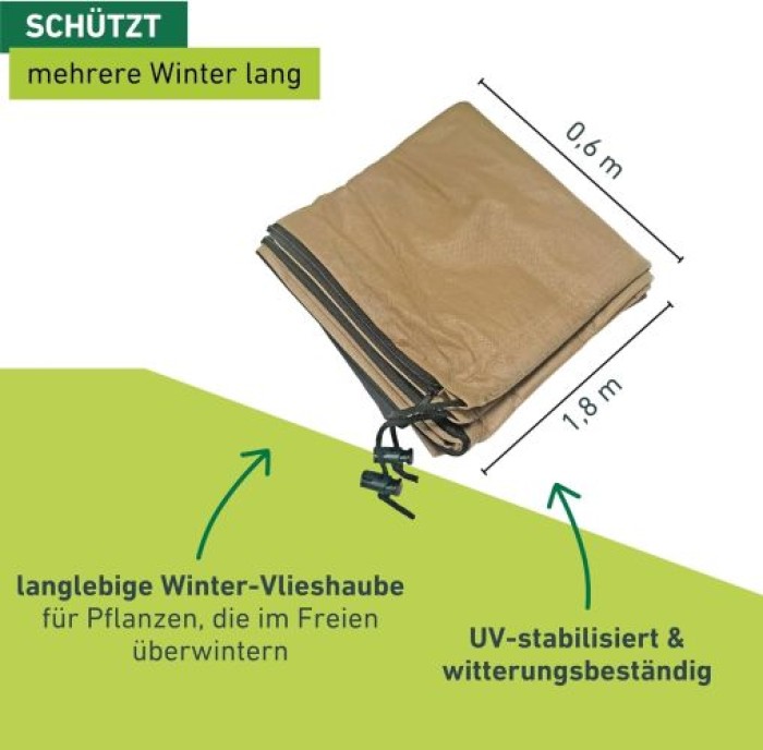 Windhager Winter-Vlieshaube Protect L, Kälteschutz, 0,6 x 1,8 m, 06819