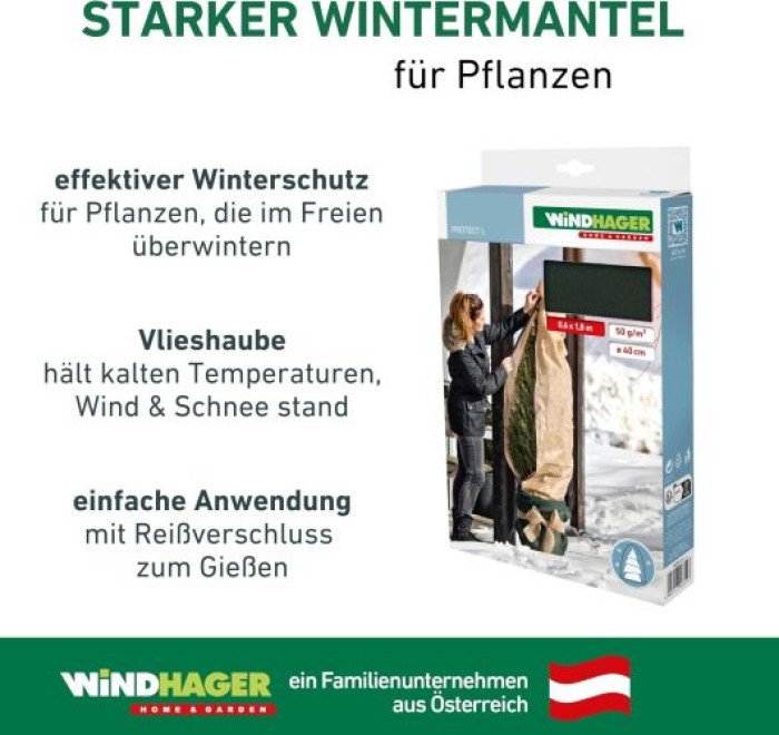 Windhager Winter-Vlieshaube Protect L, Kälteschutz, 0,6 x 1,8 m, 06819