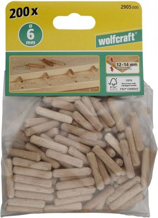 Wolfcraft 2905000 Langholzdübel Buche ø6x30mm 200 Stück 200x ø6x30mm 2905000