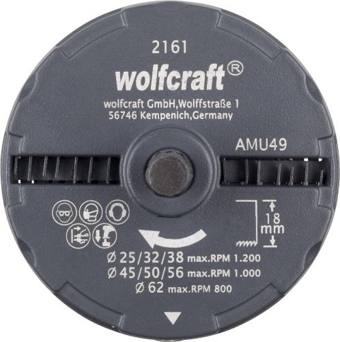 wolfcraft Mehrkranzlochsäge, DM 25-62 mm, mit 7 Schnellwechsel-Einsätzen, Schnitttiefe 18 mm, 2161000