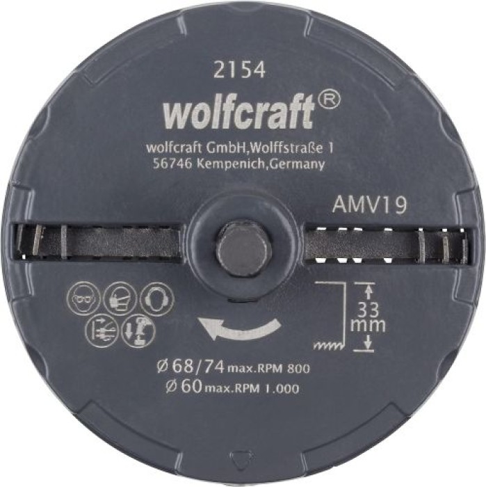 Wolfcraft Mehrkranzlochsäge „Professional“, DM 60–74 mm, Schnitttiefe 33 mm, 2154000