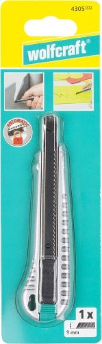 Wolfcraft Metall-Abbrechklingen-Messer 9 mm mit schwarzer Klinge, 4305000