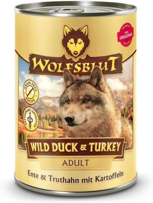 Wolfsblut Adult, Wild Duck & Turkey, Nassfutter, Ente und Truthahn mit Kartoffeln, 395 g, WB784509