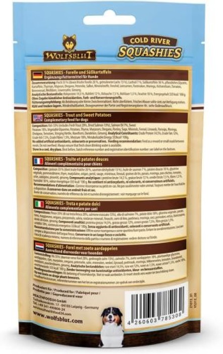 Wolfsblut Squashies, Cold River, Forellle und Süßkartoffeln, 100 g, WB785308