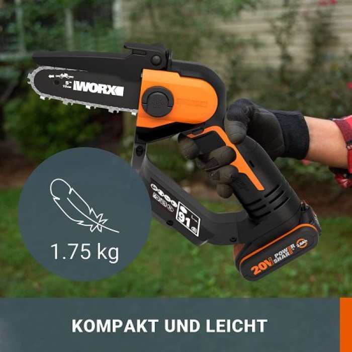WORX 12cm Akku-Einhand-Astsäge 20V - mit Akku und Ladegerät, WG324E